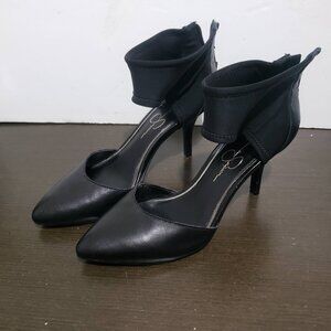 Jessica Simpson JP-Marreen Hight Heel Ankle Strap Black Leather Shoes 7,5M